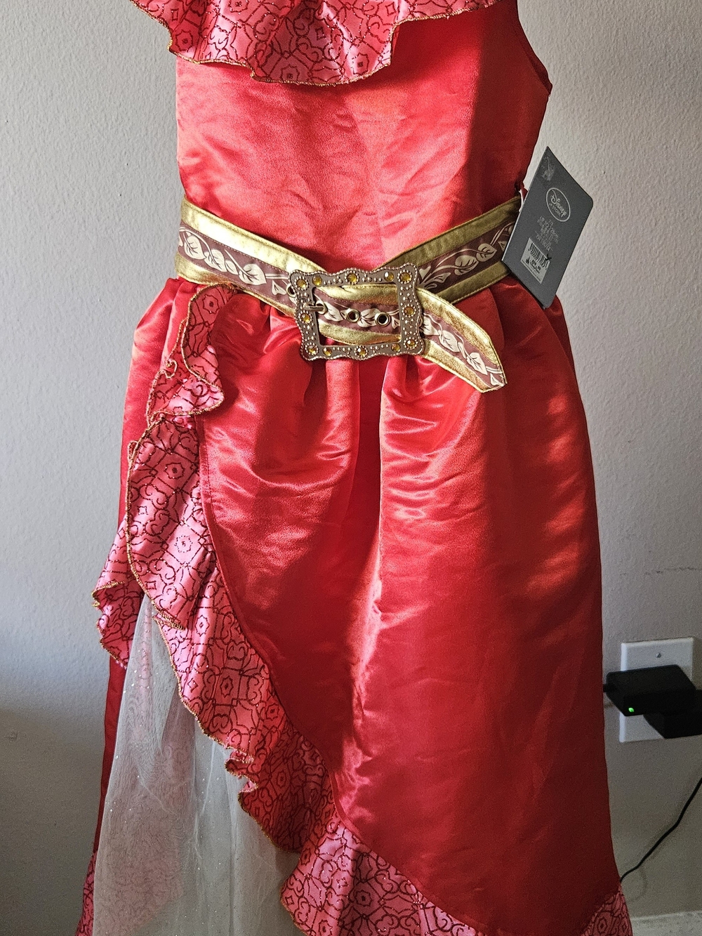 Disney Princess Elena of Avalor adventure dress costume in red with a ruffled ov